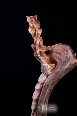 崖柏根藝《財源廣進》正宗太行陳化雙色料招財擺件